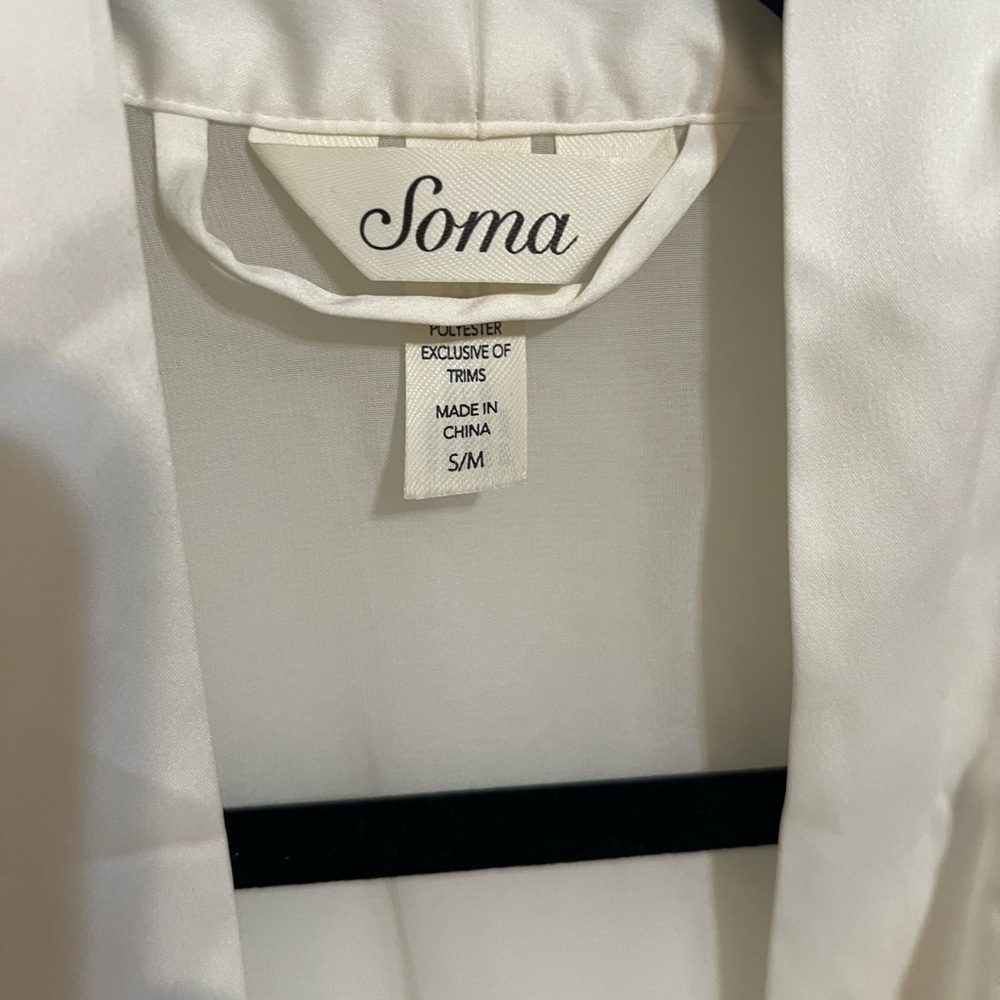 Soma Semi Sheer Wide Lace sleeve Wrap Robe in Ivory Cream Off White. S / M - Picture 5 of 5